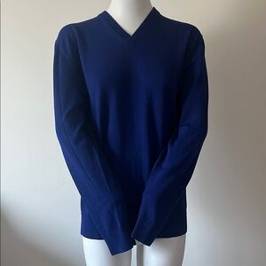 Thomas Pink Blue Men's V Neck Sweater Merino wool Size S